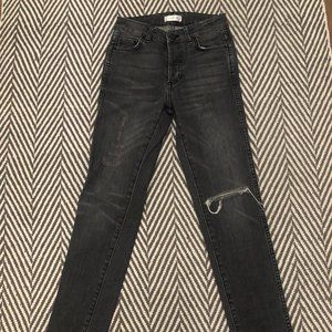 Anine Bing Black Washed Kara Jean in Charcoal Size 24